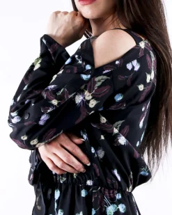 La Piscine Paris Robe asymétrique en crêpe à motifs fleurs du paradis Isabelle Blanche*Femme Robes