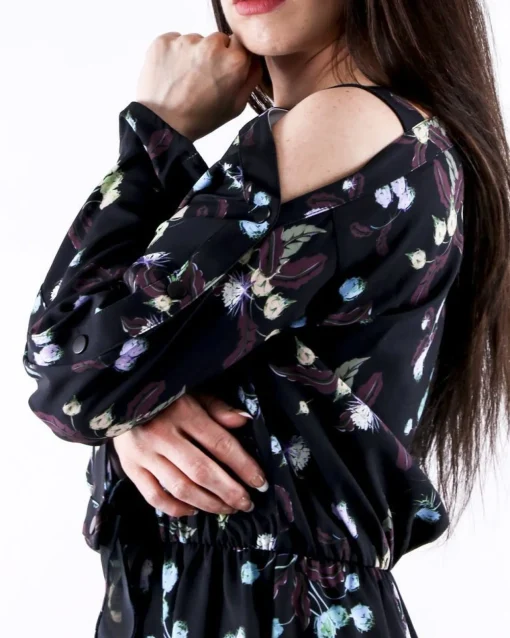La Piscine Paris Robe asymétrique en crêpe à motifs fleurs du paradis Isabelle Blanche*Femme Robes