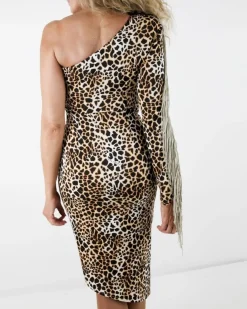 La Piscine Paris Robe asymétrique léopard à franges dorées Elisabetta Franchi*Femme Robes