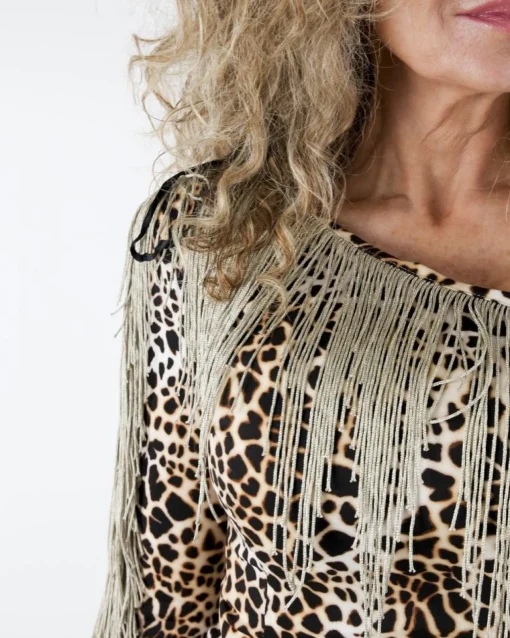La Piscine Paris Robe asymétrique léopard à franges dorées Elisabetta Franchi*Femme Robes