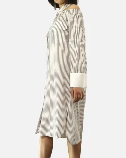 La Piscine Paris Robe chemise col bateau à rayures & col claudine Isabelle he*Femme Robes