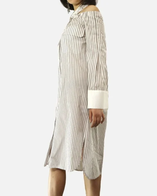 La Piscine Paris Robe chemise col bateau à rayures & col claudine Isabelle he*Femme Robes