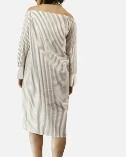 La Piscine Paris Robe chemise col bateau à rayures & col claudine Isabelle he*Femme Robes