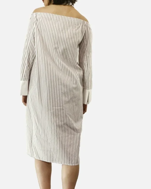 La Piscine Paris Robe chemise col bateau à rayures & col claudine Isabelle he*Femme Robes