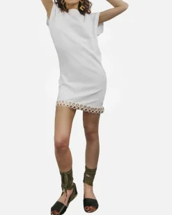 La Piscine Paris Robe courte en coton à fantaisie œillets dorée Jijil*Femme Robes