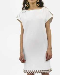 La Piscine Paris Robe courte en coton à fantaisie œillets dorée Jijil*Femme Robes