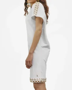 La Piscine Paris Robe courte en coton à fantaisie œillets dorée Jijil*Femme Robes