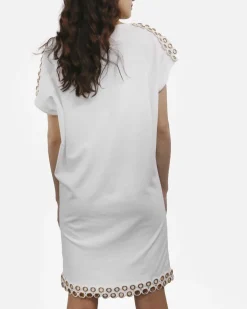 La Piscine Paris Robe courte en coton à fantaisie œillets dorée Jijil*Femme Robes