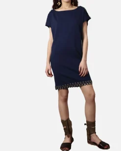 La Piscine Paris Robe courte en coton à fantaisie œillets dorée Jijil*Femme Robes