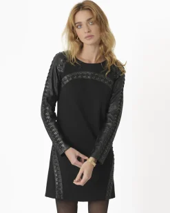 La Piscine Paris Robe crayon avec empiècement et tressage en cuir Balmain*Femme Robes