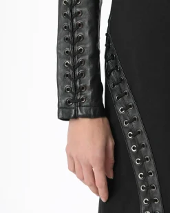 La Piscine Paris Robe crayon avec empiècement et tressage en cuir Balmain*Femme Robes