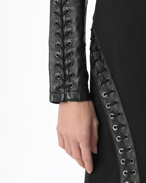 La Piscine Paris Robe crayon avec empiècement et tressage en cuir Balmain*Femme Robes