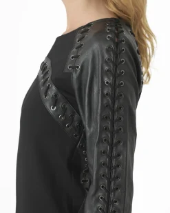 La Piscine Paris Robe crayon avec empiècement et tressage en cuir Balmain*Femme Robes