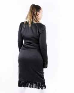 La Piscine Paris Robe croisée en crêpe à franges Misha*Femme Robes