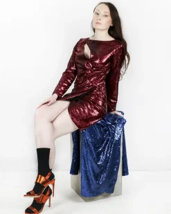 La Piscine Paris Robe drapée magenta à sequins SPACE SIMONA CORSELLINI*Femme Robes