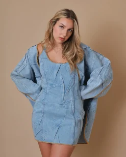 La Piscine Paris Robe en jean clair à effet froissé The Attico*Femme Robes