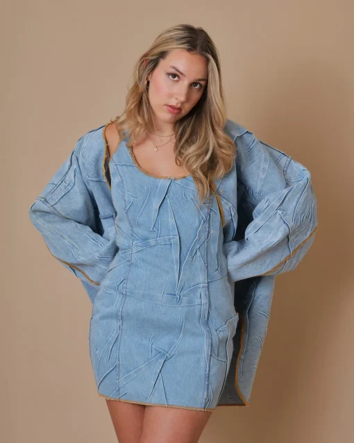 La Piscine Paris Robe en jean clair à effet froissé The Attico*Femme Robes