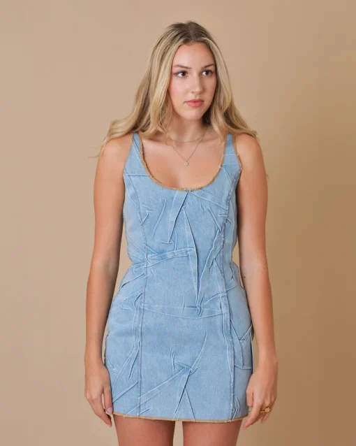 La Piscine Paris Robe en jean clair à effet froissé The Attico*Femme Robes
