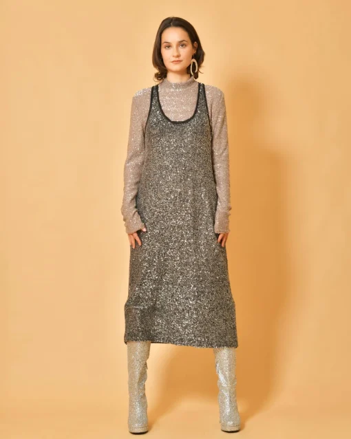 La Piscine Paris Robe en maille à paillettes argentées Fabiana Filippi*Femme Robes