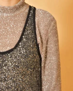 La Piscine Paris Robe en maille à paillettes argentées Fabiana Filippi*Femme Robes