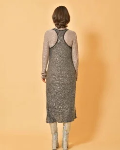 La Piscine Paris Robe en maille à paillettes argentées Fabiana Filippi*Femme Robes