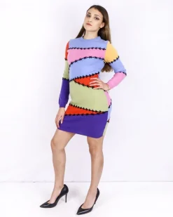 La Piscine Paris Robe façon patchwork en cachemire multicolore Moschino*Femme Robes