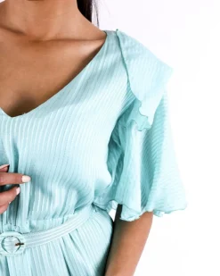 La Piscine Paris Robe longue en soie turquoise lamé volanté Space Simona Corsellini*Femme Robes