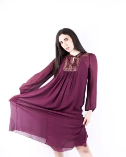 La Piscine Paris Robe longue en soie bordeaux à broderies Forte Forte*Femme Robes