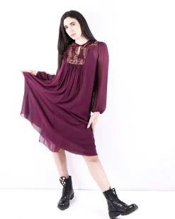 La Piscine Paris Robe longue en soie bordeaux à broderies Forte Forte*Femme Robes