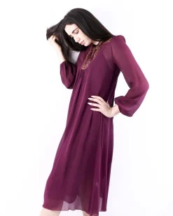 La Piscine Paris Robe longue en soie bordeaux à broderies Forte Forte*Femme Robes