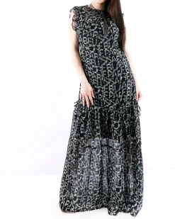 La Piscine Paris Robe longue volantée à motif floraux Isabelle Blanche*Femme Robes