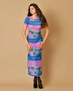 La Piscine Paris Robe midi à imprimé graphique Miaou*Femme Robes