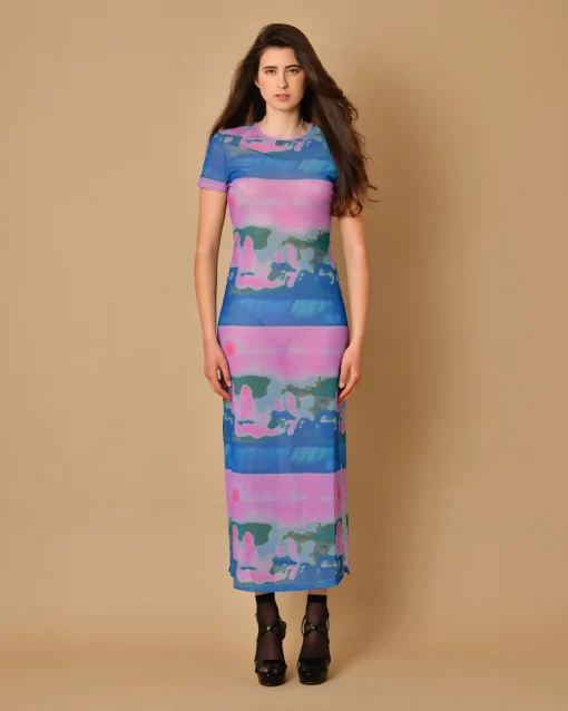 La Piscine Paris Robe midi à imprimé graphique Miaou*Femme Robes
