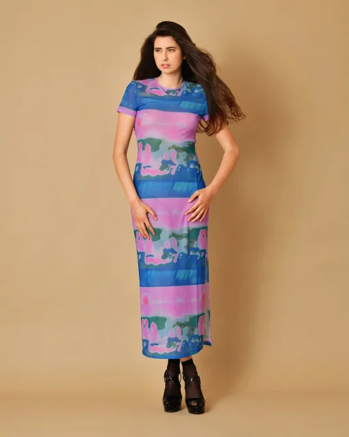 La Piscine Paris Robe midi à imprimé graphique Miaou*Femme Robes