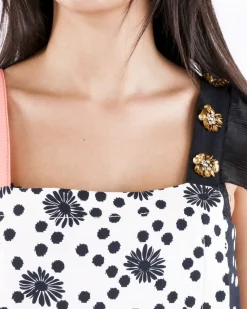 La Piscine Paris Robe noir et he fleurie à broderies Emanuel Ungaro*Femme Robes