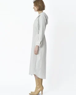 La Piscine Paris Robe rayé blanc écru à capuche Bohelle*Femme Robes