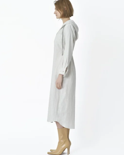 La Piscine Paris Robe rayé blanc écru à capuche Bohelle*Femme Robes