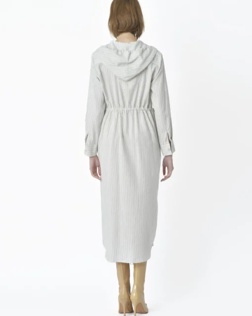 La Piscine Paris Robe rayé blanc écru à capuche Bohelle*Femme Robes