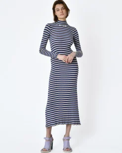 La Piscine Paris Robe rayée marron blanc moulante Forte Forte*Femme Robes