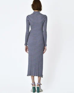 La Piscine Paris Robe rayée marron blanc moulante Forte Forte*Femme Robes