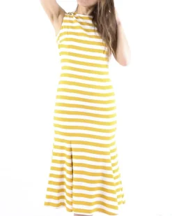 La Piscine Paris Robe sirène en soie he à rayures oranges Dolce & Gabbana*Femme Robes