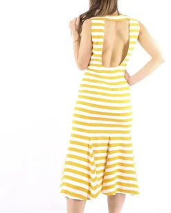 La Piscine Paris Robe sirène en soie he à rayures oranges Dolce & Gabbana*Femme Robes