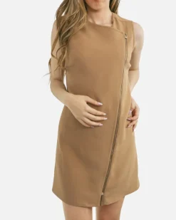 La Piscine Paris Robe tailleur en crêpe camel à zip Elisabetta Franchi*Femme Robes