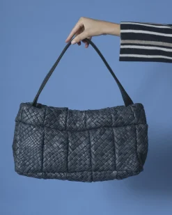 La Piscine Paris Sac à main en cuir blue tressé Falorni*Femme Sacs