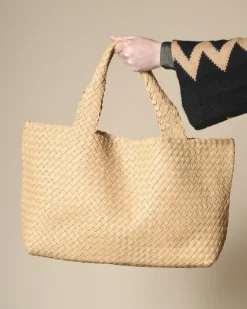 La Piscine Paris Sac à main en cuir crème tressé Falorni*Femme Sacs