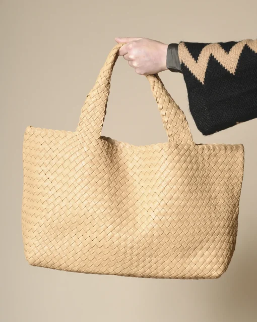 La Piscine Paris Sac à main en cuir crème tressé Falorni*Femme Sacs
