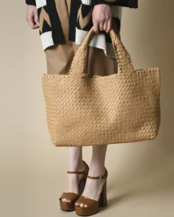 La Piscine Paris Sac à main en cuir crème tressé Falorni*Femme Sacs