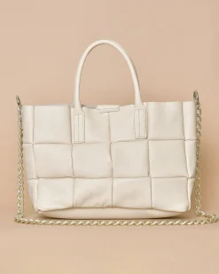 La Piscine Paris Sac à main en cuir texturé beige rosé Falorni*Femme Sacs