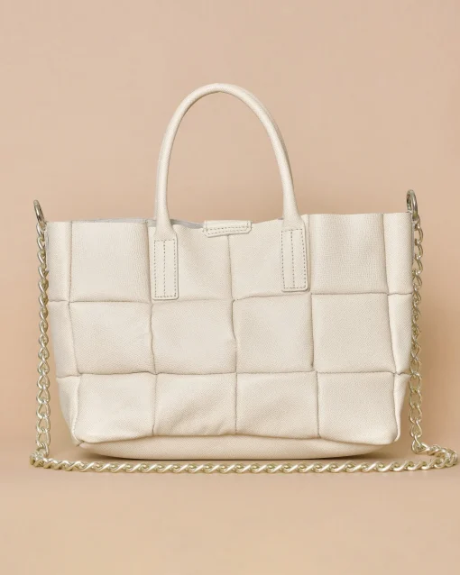 La Piscine Paris Sac à main en cuir texturé beige rosé Falorni*Femme Sacs