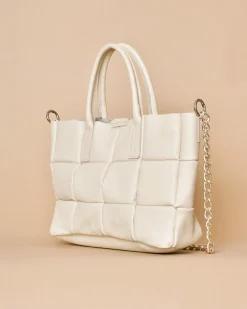 La Piscine Paris Sac à main en cuir texturé beige rosé Falorni*Femme Sacs